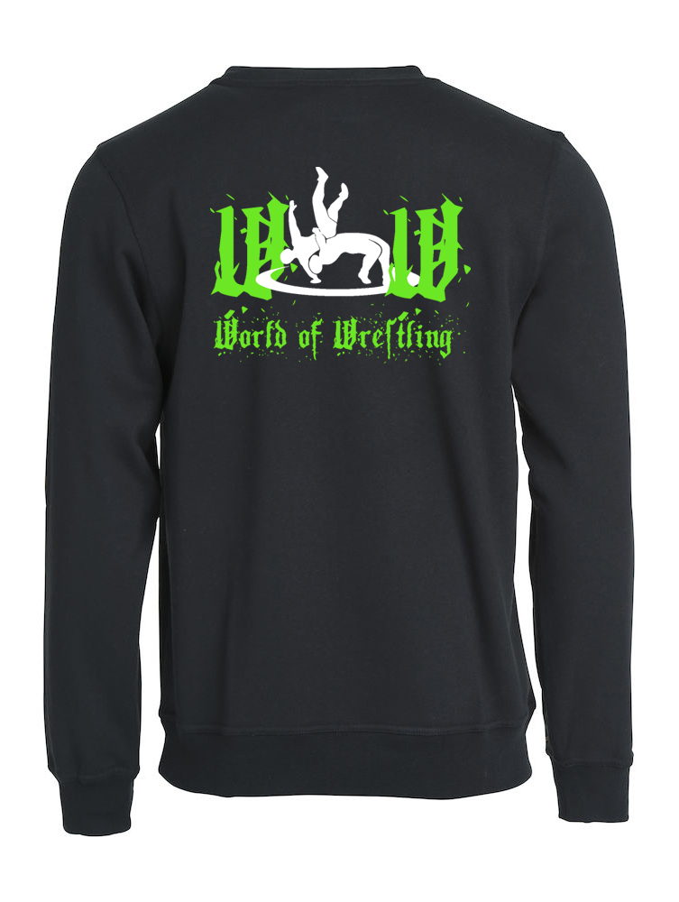 Schwarz-grun-wow WOW Ringer Pulli Damen / Herren