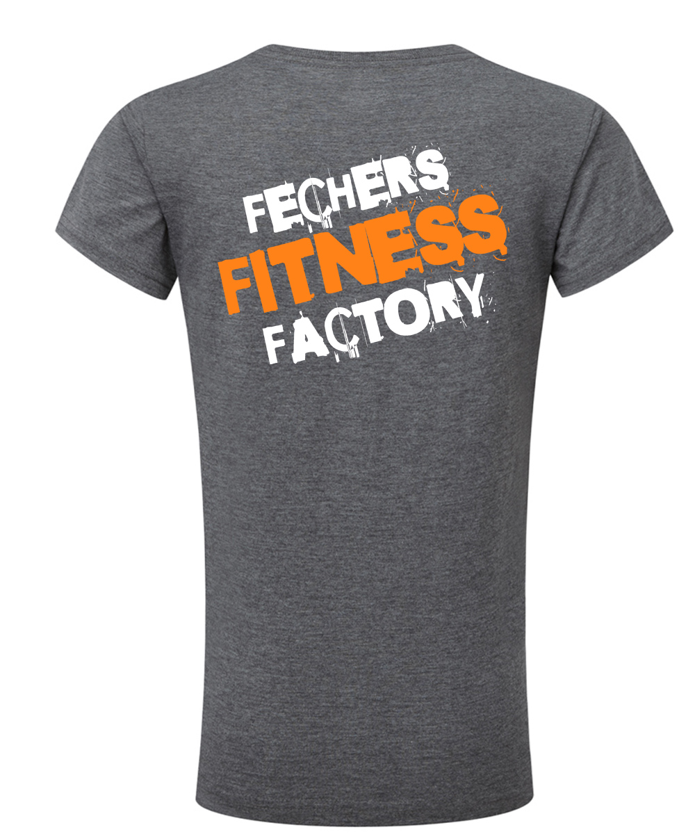 Grau-orange-hinten Fechers Fitness Factory T-Shirt V Neck Herren