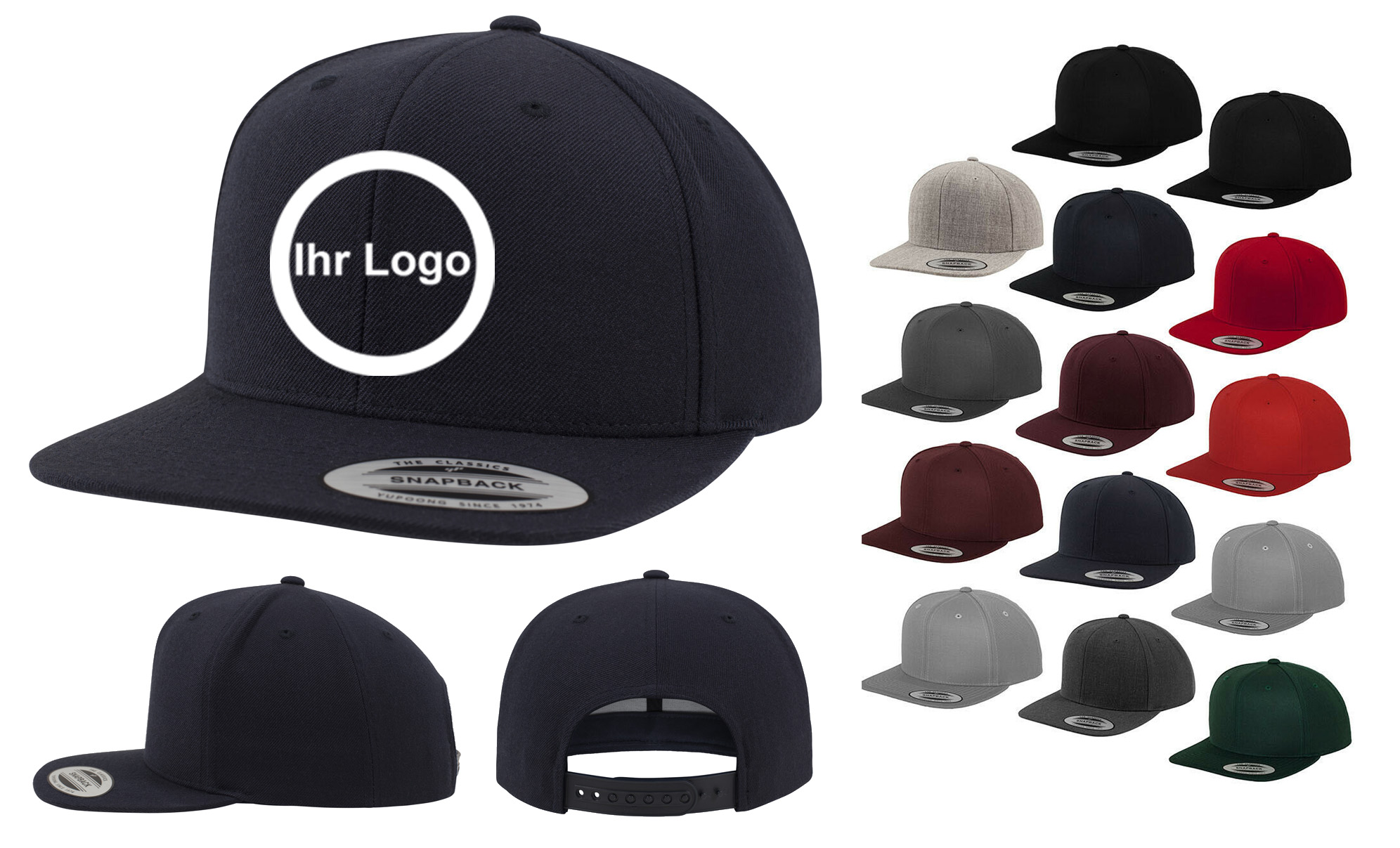 Kappe-Snapback-Premium 20 Kappen mit besticktem Logo
