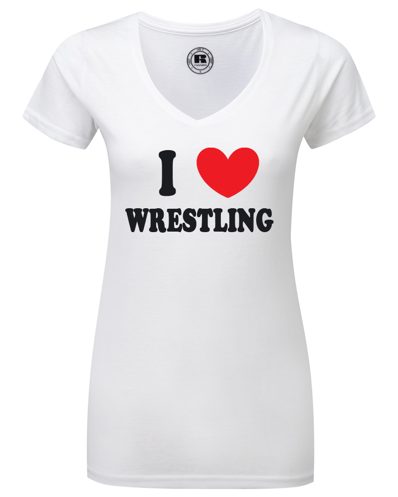 WOW I Love Wrestling V Neck Damen