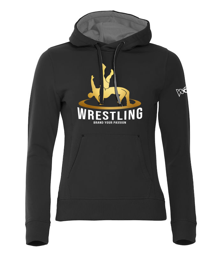 Hoody-Damen-Schwarz-sda Wrestler in Action Hoody Damen