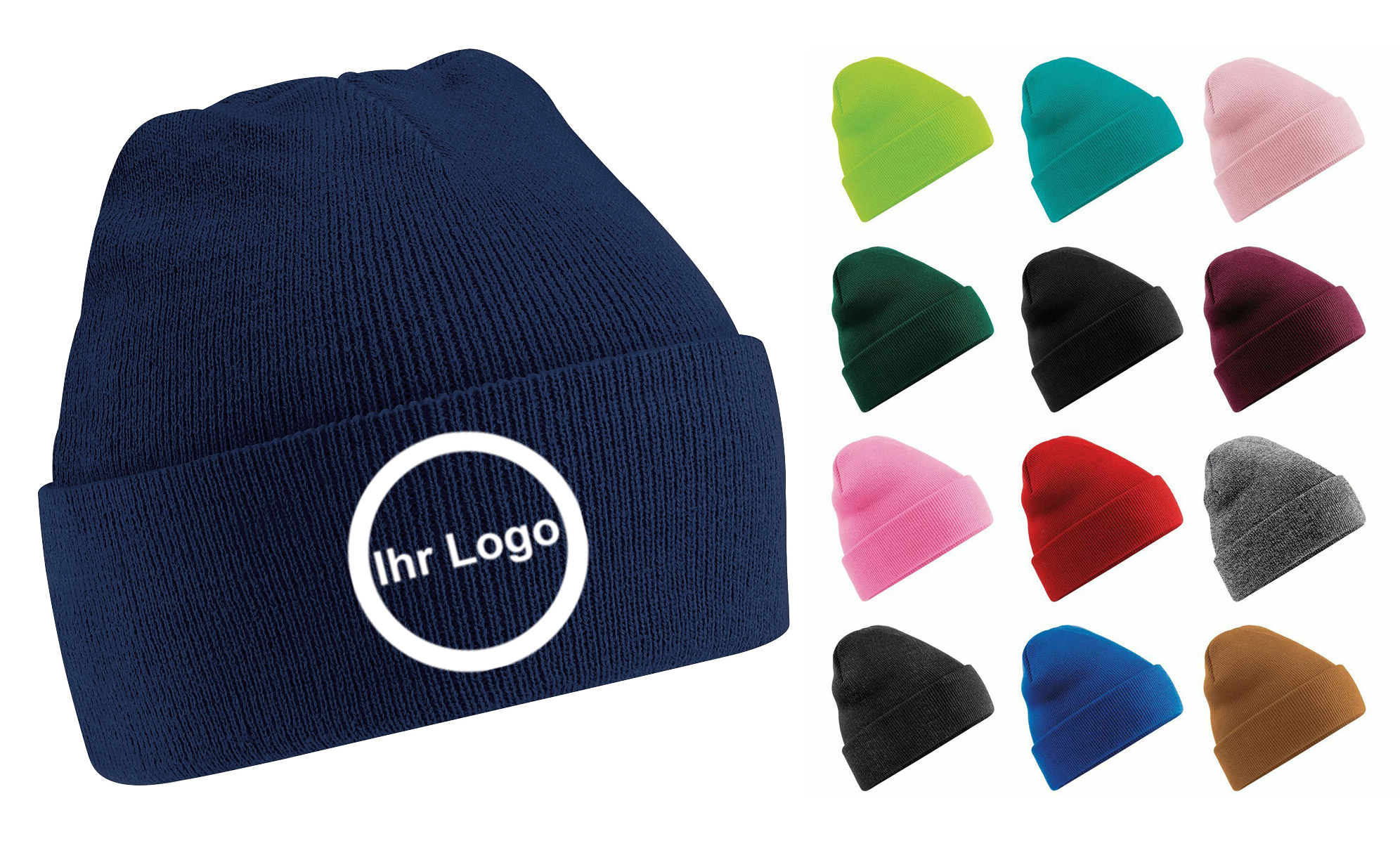 Winterm-tze-Stick 100 Wintermützen mit besticktem Logo