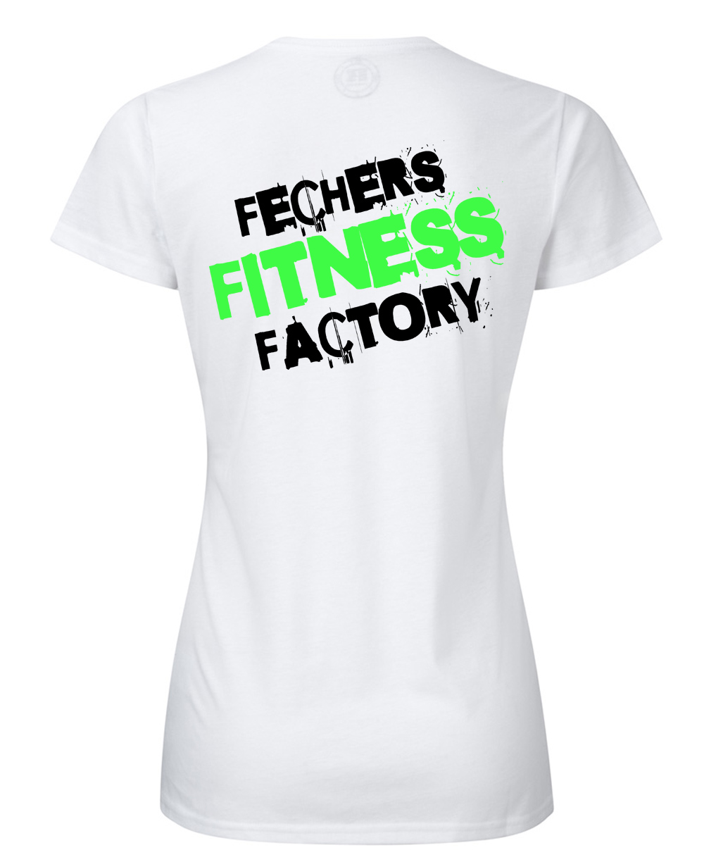 weiss-grun-hinten Fechers Fitness Facory Rundhals T-Shirt Damen