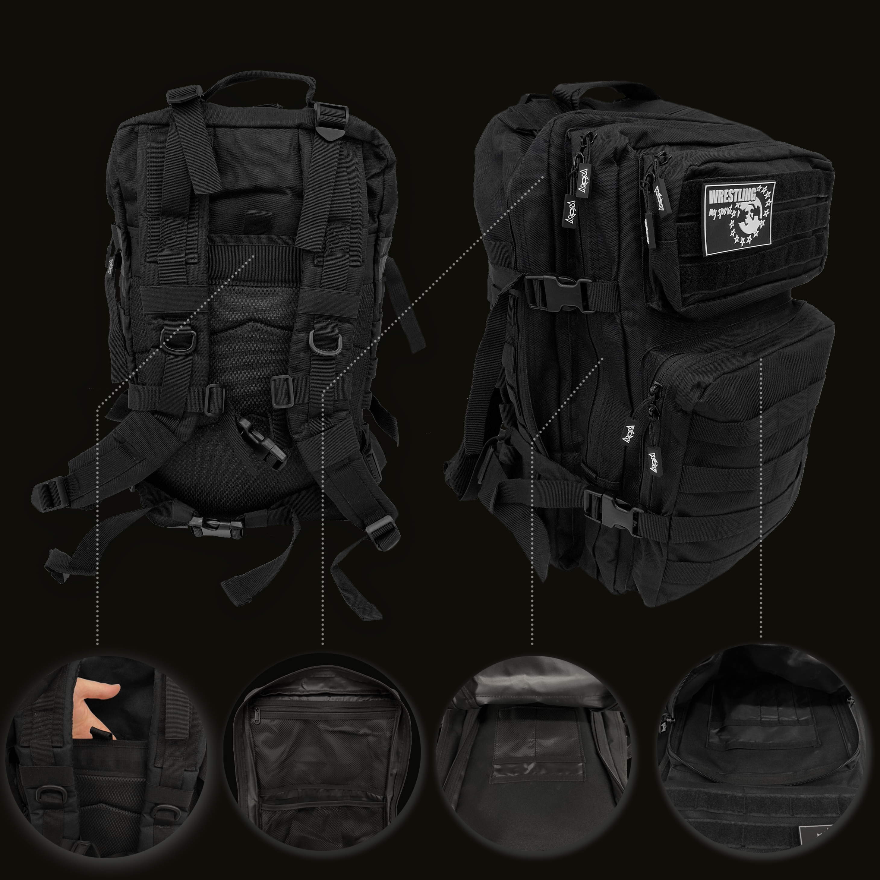 Rucksack-Extra Allzweck / Fitness Rucksack "WRESTLING my sport"