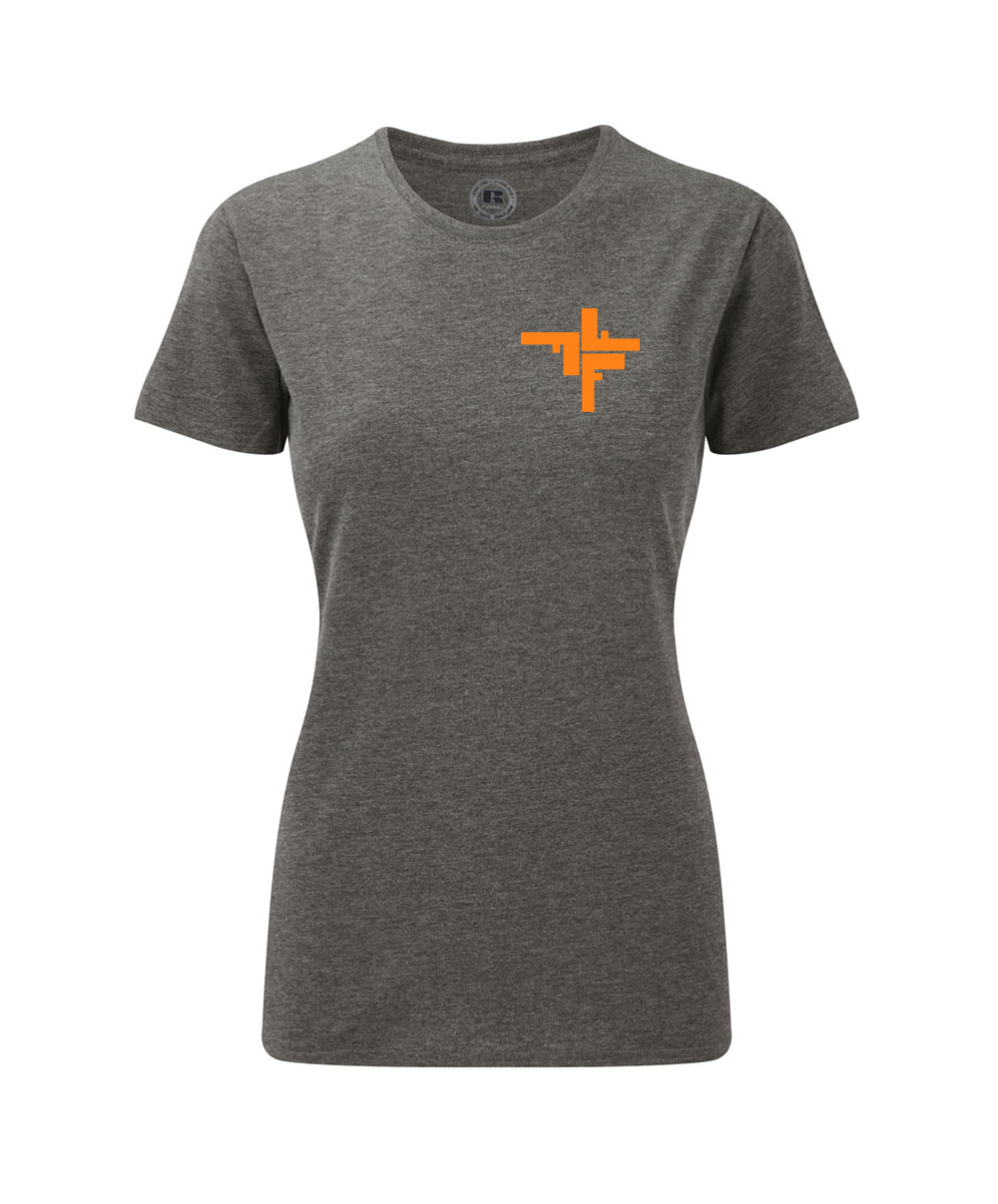 grau-orange Fechers Fitness Facory Rundhals T-Shirt Damen