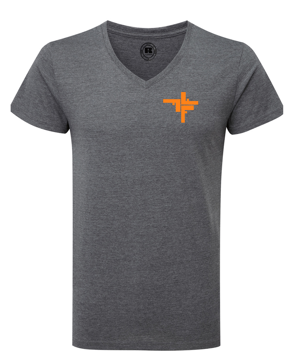 v-neck-orange Fechers Fitness Factory T-Shirt V Neck Herren
