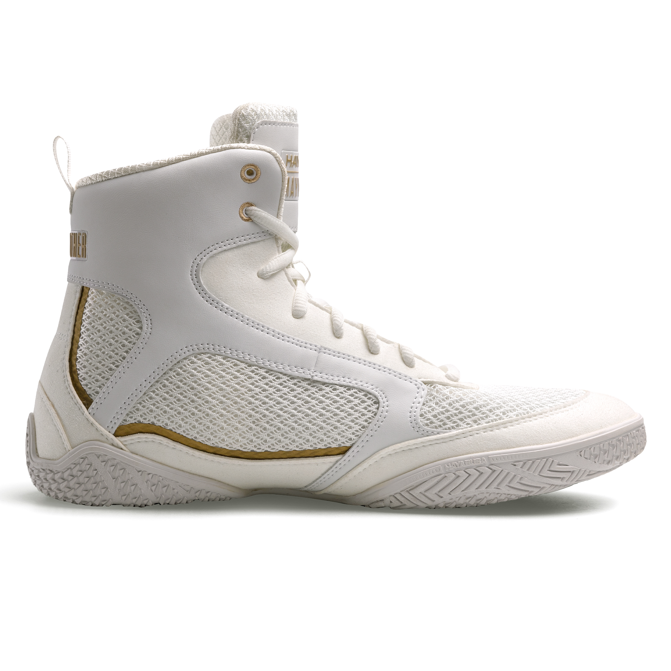 Hayabusa - Mayweather Champ Boxing Shoes White-Gold - MWCHBS-WHGD-x