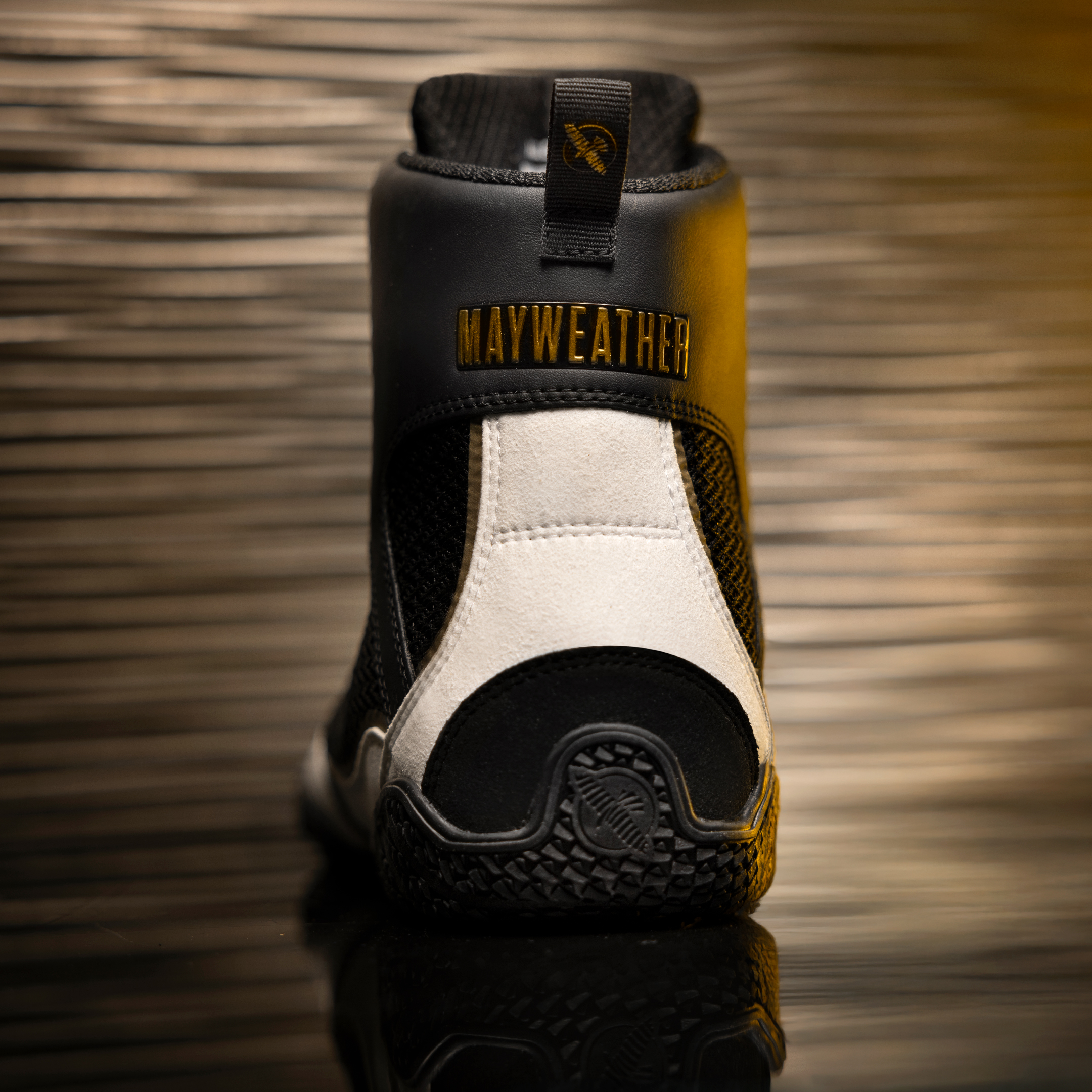 Hayabusa - Mayweather Champ Boxing Shoes Black-Gold - MWCHBS-BKGD