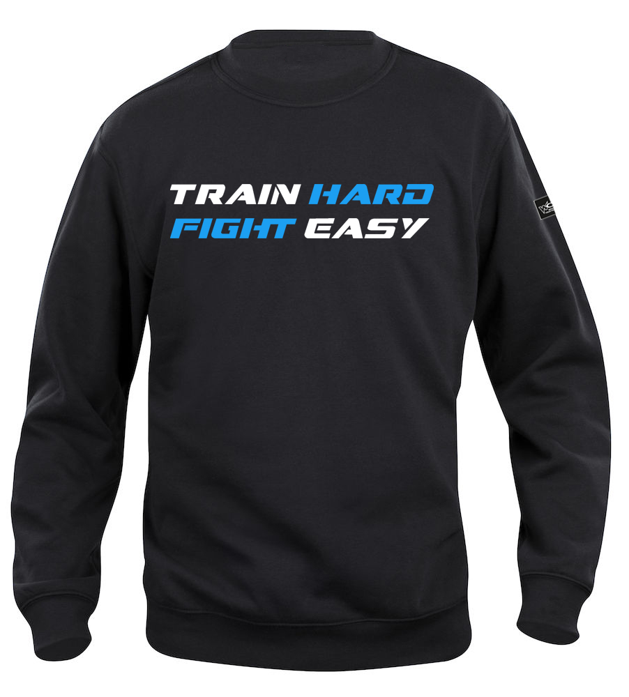 Train-Hard-Pullover-Blau Train Hard Fight Easy Pullover