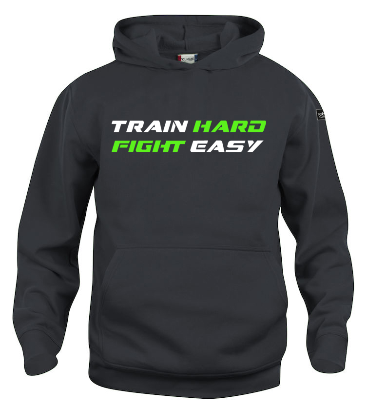 Train-Hard-Hoody-Gr-n Train Hard Fight Easy Hoody Kinder