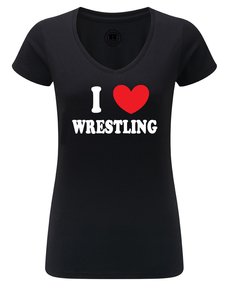 WOW I Love Wrestling V Neck Damen