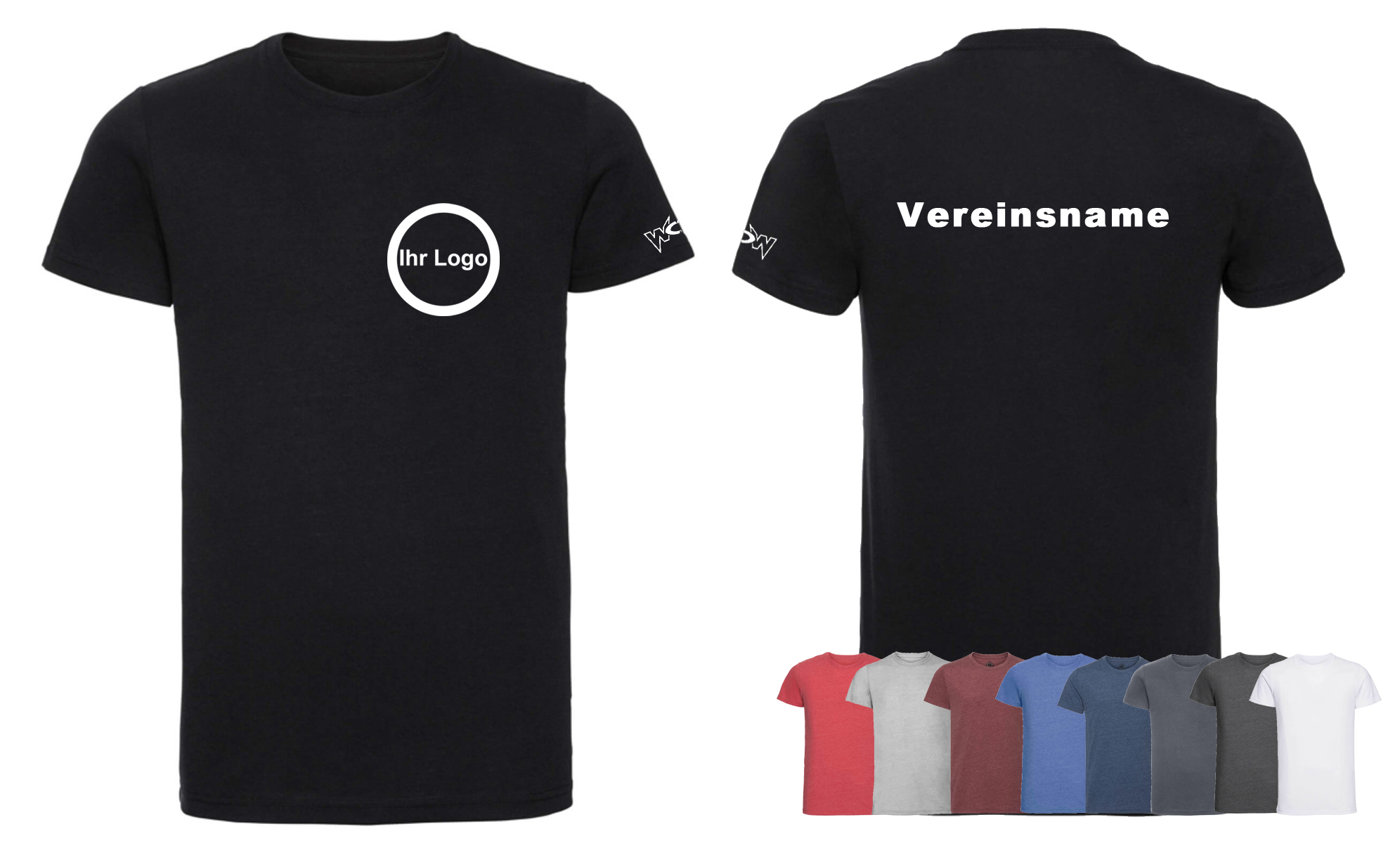 30 T-Shirts mit bedrucktem Logo vorne + Schriftzug hinten