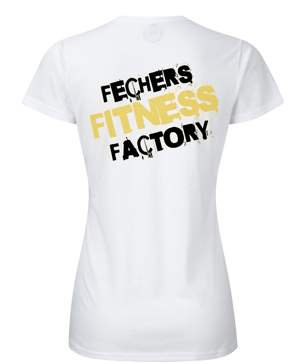 weiss-gold-hinten Fechers Fitness Facory Rundhals T-Shirt Damen