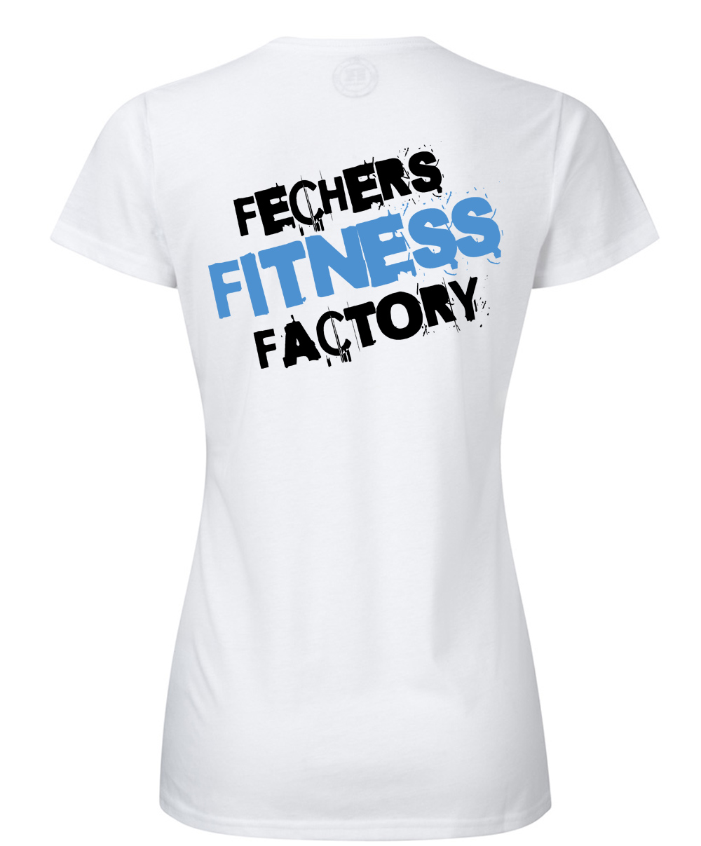 weiss-blau-hinten Fechers Fitness Facory Rundhals T-Shirt Damen