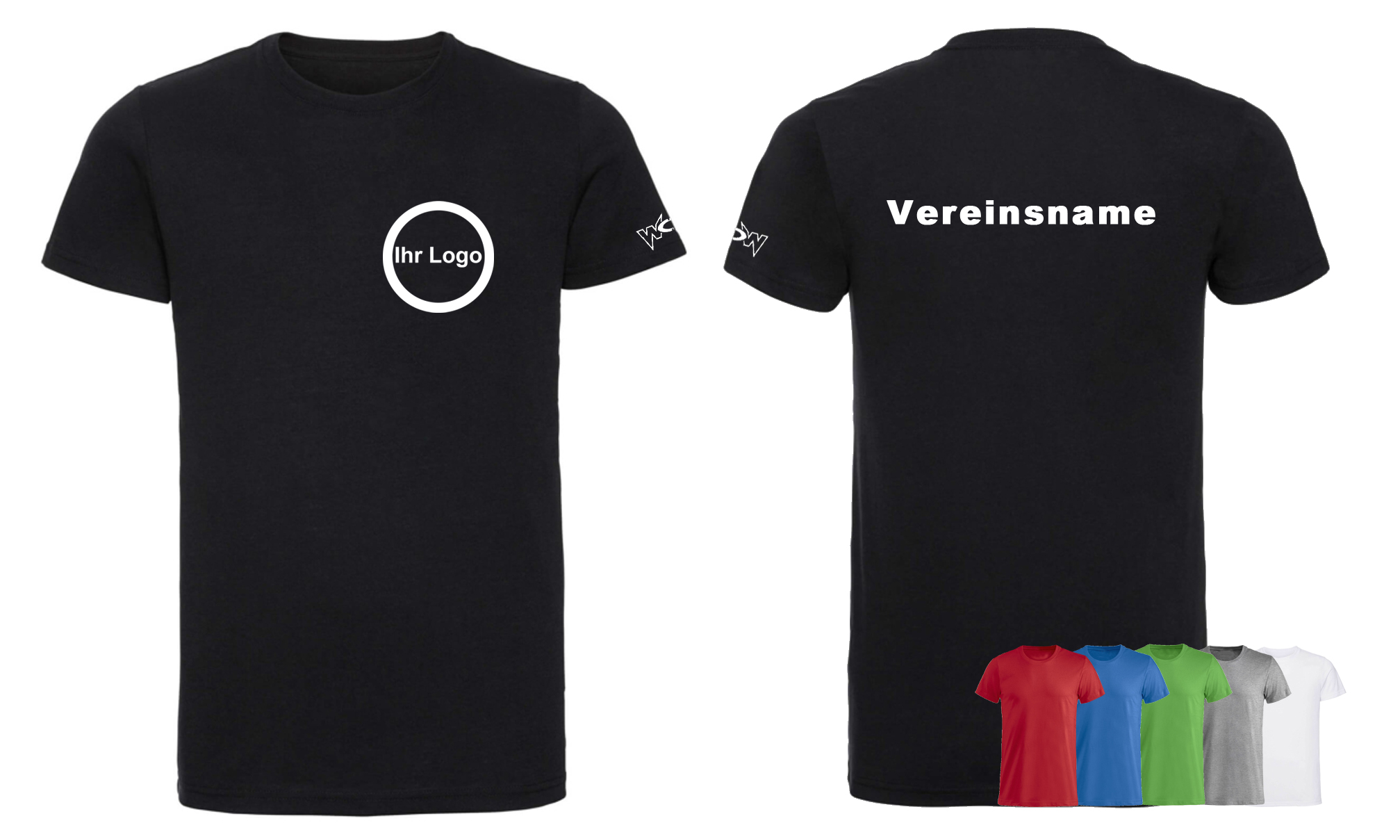 Basic-T-Shirt 30 T-Shirts Basic mit bedrucktem Logo vorne + Schriftzug hinten