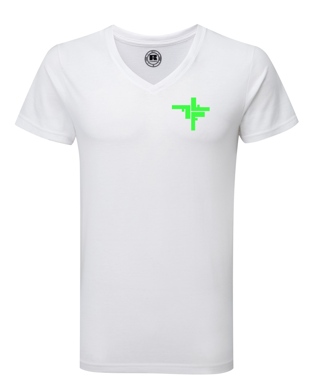 v-neck-weiss-gr-n Fechers Fitness Factory T-Shirt V Neck Herren